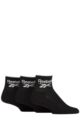 Mens and Women's 3 Pair Reebok Essentials Cotton Ankle Socks with Arch Support - Black