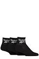 Mens and Women's 3 Pair Reebok Essentials Cotton Ankle Socks with Arch Support - Black