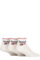 Mens and Ladies 3 Pair Reebok Essentials Cotton Ankle Socks with Arch Support - White
