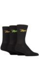 Mens and Ladies 3 Pair Reebok Essentials Cotton Crew Socks with Arch Support - Black