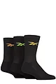 Mens and Women's 3 Pair Reebok Essentials Cotton Crew Socks with Arch Support - Black
