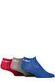 Mens and Women's 3 Pair Reebok Essentials Recycled Trainer Socks - Blue / Grey / Red