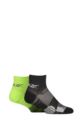 Mens and Ladies 2 Pair Reebok Technical Recycled Ankle Technical Cycling Socks - Black / Green