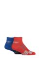 Mens and Ladies 2 Pair Reebok Technical Recycled Ankle Technical Cycling Socks - Red / Blue