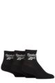 Mens and Ladies 3 Pair Reebok Core Cotton Cushioned Ankle Socks - Black
