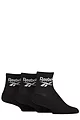 Mens and Women's 3 Pair Reebok Core Cotton Cushioned Ankle Socks - Black