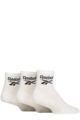 Mens and Women's 3 Pair Reebok Core Cotton Cushioned Ankle Socks - White