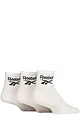 Mens and Women's 3 Pair Reebok Core Cotton Cushioned Ankle Socks - White