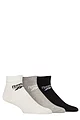 Mens and Women's 3 Pair Reebok Core Cotton Ankle Socks - White / Grey / Black