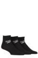 Mens and Ladies 3 Pair Reebok Core Cotton Ankle Socks - Black