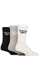 Mens and Women's 3 Pair Reebok Core Ribbed Cotton Crew Socks - White / Grey / Black
