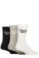 Mens and Ladies 3 Pair Reebok Core Ribbed Cotton Crew Socks - White / Grey / Black