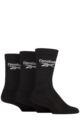 Mens and Women's 3 Pair Reebok Core Ribbed Cotton Crew Socks - Black