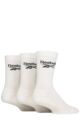 Mens and Ladies 3 Pair Reebok Core Ribbed Cotton Crew Socks - White