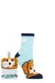 Ladies 1 Pair SOCKSHOP Wildfeet Gift Boxed Fluffy Slipper Socks - Dog