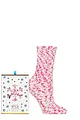 Women's 1 Pair SOCKSHOP Wildfeet Christmas Gift Boxed Popcorn Bed Socks - Pink