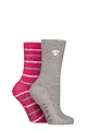 Women's 2 Pair SOCKSHOP Wildfeet Embroidered Cosy Lounge Socks - Diamond / Stripes
