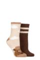 Ladies 2 Pair SOCKSHOP Wildfeet Cosy Lounge Socks with Anti-Slip Grips - Highland Cow