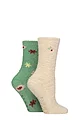 Women's 2 Pair SOCKSHOP Wildfeet Embroidered Cosy Lounge Socks - Floral