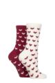 Women's 2 Pair SOCKSHOP Wildfeet Embroidered Cosy Lounge Socks - Mini Hearts