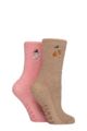 Women's 2 Pair SOCKSHOP Wildfeet Embroidered Cosy Lounge Socks - Pumpkins / Ghost