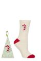 Women's 1 Pair SOCKSHOP Wildfeet Gift Boxed Novelty Fluffy Lounge Socks - Candy Cane