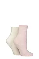 Women's 2 Pair SOCKSHOP Wildfeet Fluffy Feather Socks - Pink / Snow