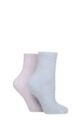 Women's 2 Pair SOCKSHOP Wildfeet Fluffy Feather Socks - Lilac / Pink