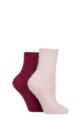 Women's 2 Pair SOCKSHOP Wildfeet Fluffy Feather Socks - Pink / Burgundy