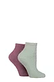 Women's 2 Pair SOCKSHOP Wildfeet Fluffy Feather Socks - Sage / Mauve