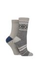 Women's 2 Pair SOCKSHOP Wildfeet Leisure to Lounge Socks - Fair Isle Navy / Lilac