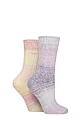 Women's 2 Pair SOCKSHOP Wildfeet Space Dye Super Soft Lounge Socks - Space Dye Pink / Lemon
