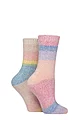Women's 2 Pair SOCKSHOP Wildfeet Space Dye Super Soft Lounge Socks - Space Dye Multi