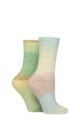 Women's 2 Pair SOCKSHOP Wildfeet Space Dye Super Soft Lounge Socks - Space Dye Yellow