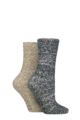 Women's 2 Pair SOCKSHOP Wildfeet Sparkle Popcorn Lounge Socks - Green / Olive