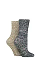 Women's 2 Pair SOCKSHOP Wildfeet Sparkle Popcorn Lounge Socks - Green / Olive