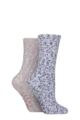 Women's 2 Pair SOCKSHOP Wildfeet Sparkle Popcorn Lounge Socks - Purple / Grey