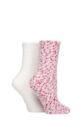 Ladies 2 Pair SOCKSHOP Wildfeet Popcorn Cosy Lounge Socks - Snow