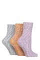 Women's 3 Pair SOCKSHOP Wildfeet Popcorn Cosy Lounge Socks - Lilac / Orange / Blue