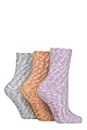 Women's 3 Pair SOCKSHOP Wildfeet Popcorn Cosy Lounge Socks - Lilac / Orange / Blue