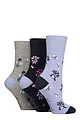 Women's 3 Pair Gentle Grip RHS Royal Horticultural Society Patterned Cotton Socks - Floral / Insect