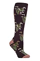 Women's 1 Pair SOCKSHOP Heat Holders 1.6 TOG Lite RHS The Royal Horticultural Society Thermal Wellington Boot Socks - Snowdrops Mulberry
