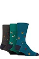 Mens 3 Pair Gentle Grip RHS Royal Horticultural Society Patterned Cotton Socks - Insects