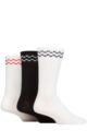Mens 3 Pair SOCKSHOP Wildfeet Cotton Rich Sports Socks - White / Black Checker