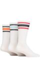 Mens 3 Pair SOCKSHOP Wildfeet Cotton Rich Sports Socks - White Navy / Orange