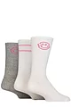 Mens 3 Pair SOCKSHOP Wildfeet Cotton Rich Sports Socks - White / Grey Smile