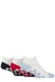 Mens 3 Pair SOCKSHOP Wildfeet Novelty Cotton Trainer Socks - Checker White