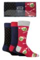 Mens 3 Pair SOCKSHOP Wildfeet Christmas Flat Gift Boxed Socks - Sprout