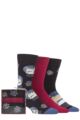 Mens 3 Pair SOCKSHOP Wild Feet Dogs Gift Boxed Socks - Snow Globe Pug