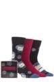 Mens 3 Pair SOCKSHOP Wildfeet Dogs Gift Boxed Socks - Snow Globe Pug